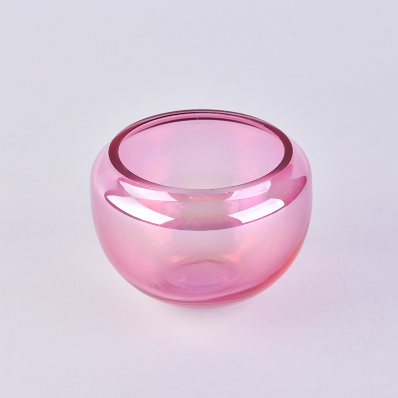 10oz shiney iridescent color glass candle bowl