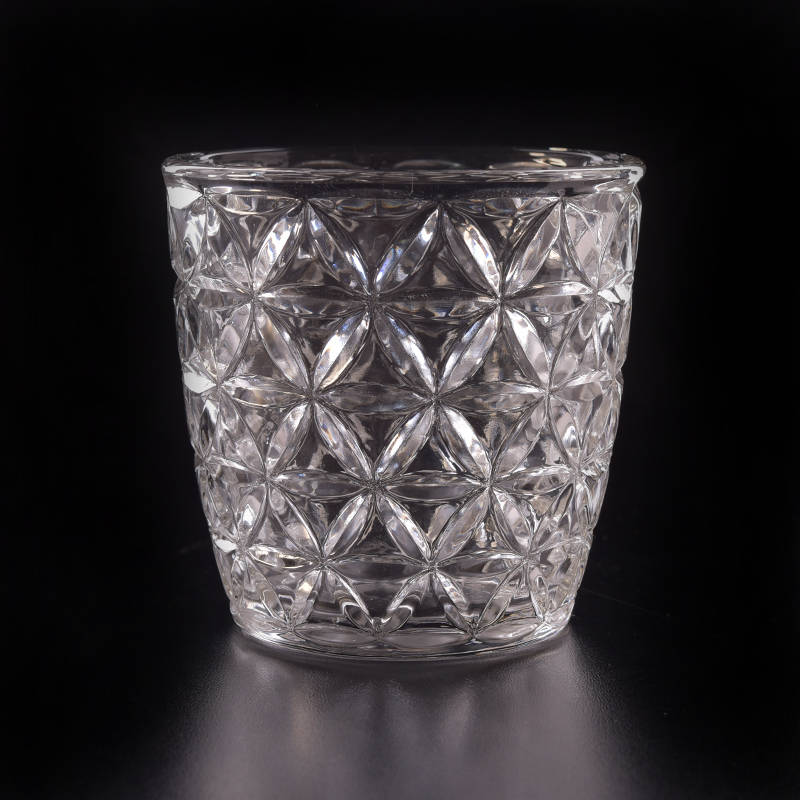 Bougeoirs en verre transparent de rechange de 11 oz avec motif en étoile