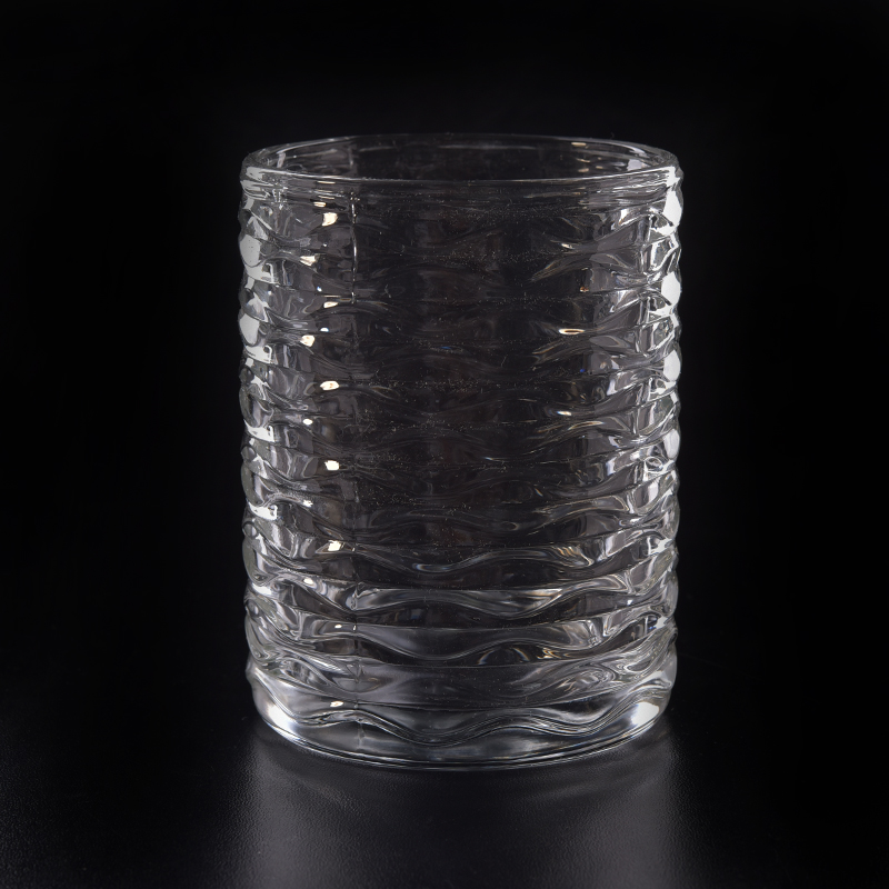 Frasco de vela de vidro de 11,5 oz com padrão de onda