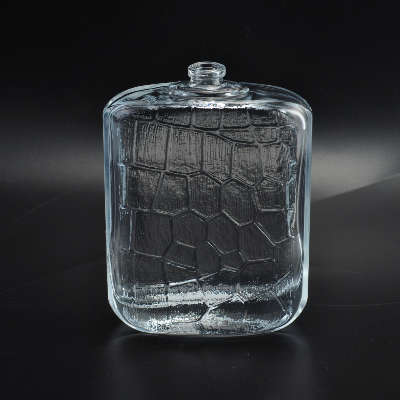 112 毫升水晶网格云纹形状容器玻璃香水瓶