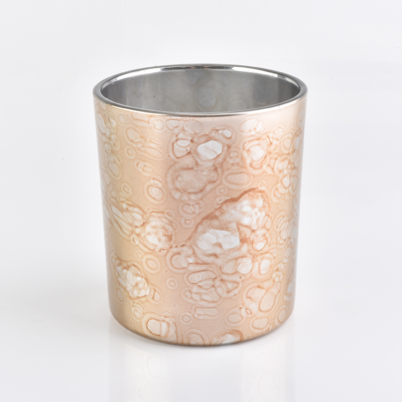 12盎司玻璃蜡烛罐与水斑点图案表面
