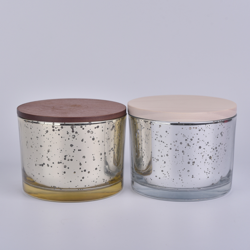 Caixa de vela de vidro de mercúrio de 12 oz com tampa de madeira