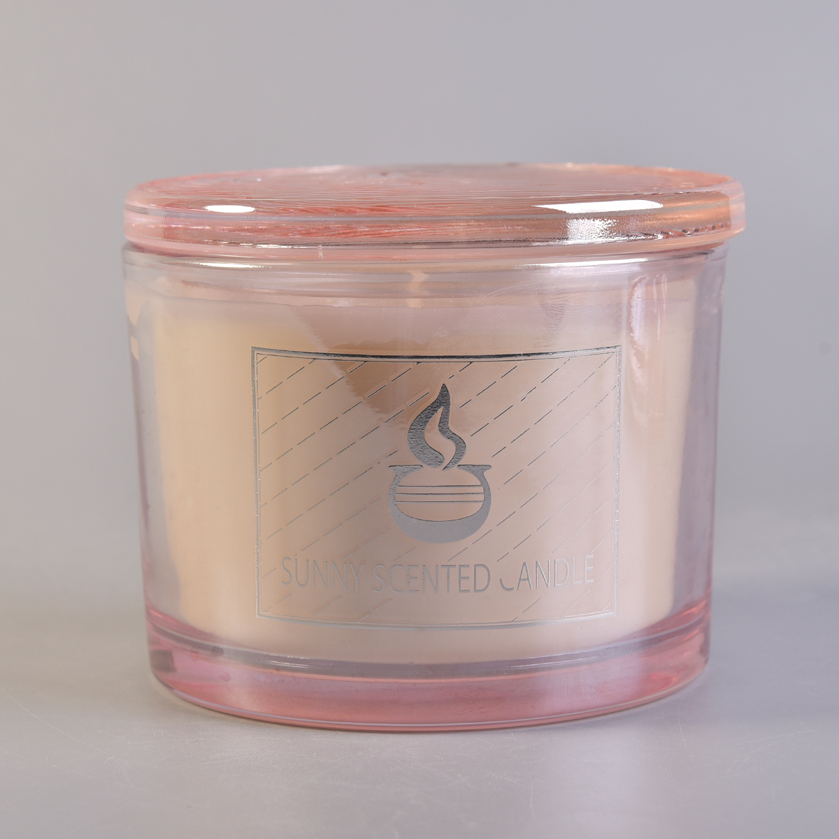 12oz Glass Container Lilin Pink Dengan Decal Disesuaikan