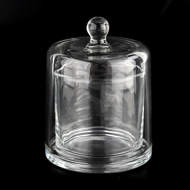 12 унций прозрачная стеклянная банка свеча с куполом подсвечником