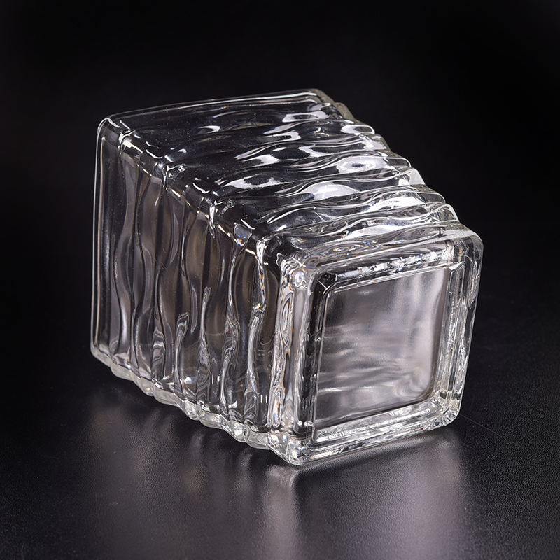 Sostenedor de vela de la forma trapezoidal de cristal de 12oz