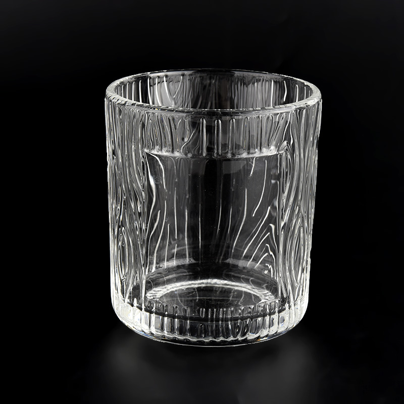 12オンスの新しいデザインガラスキャンドルホルダークリアキャンドルジャー卸売
