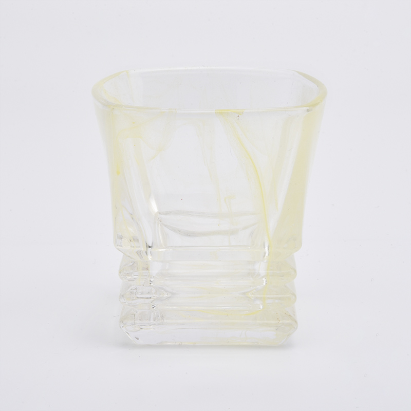 Supporto di vetro giallo fumo da 130 ml per barattolo di candela di vetro di cera di soia all'ingrosso