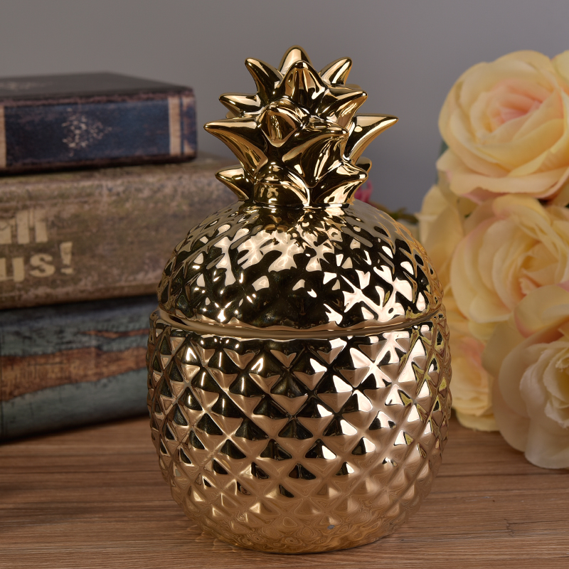 wosk 13 uncji złota ananas ceramicznych do napełniania świece posiadacza