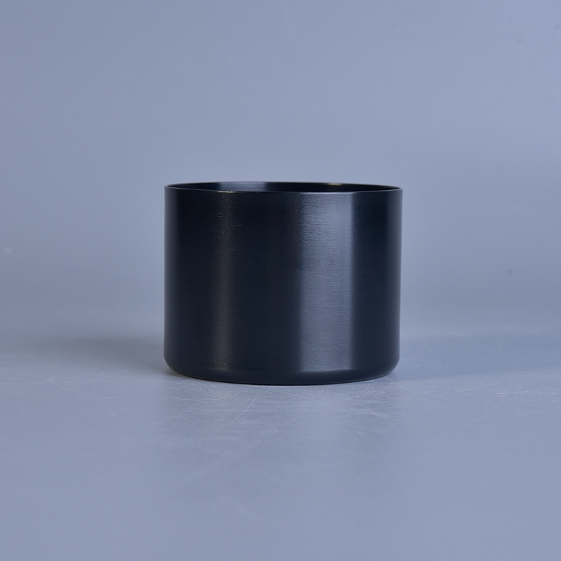 142ml breve cilindro nero alumium metallo tealight candela titolari