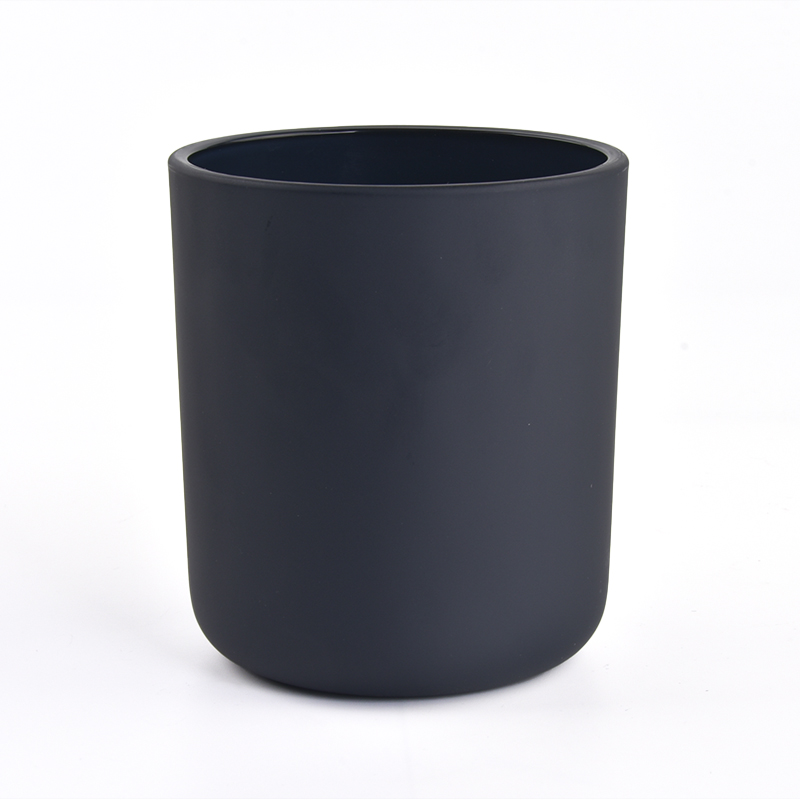 14oz wax round bottom matte black candle vessel