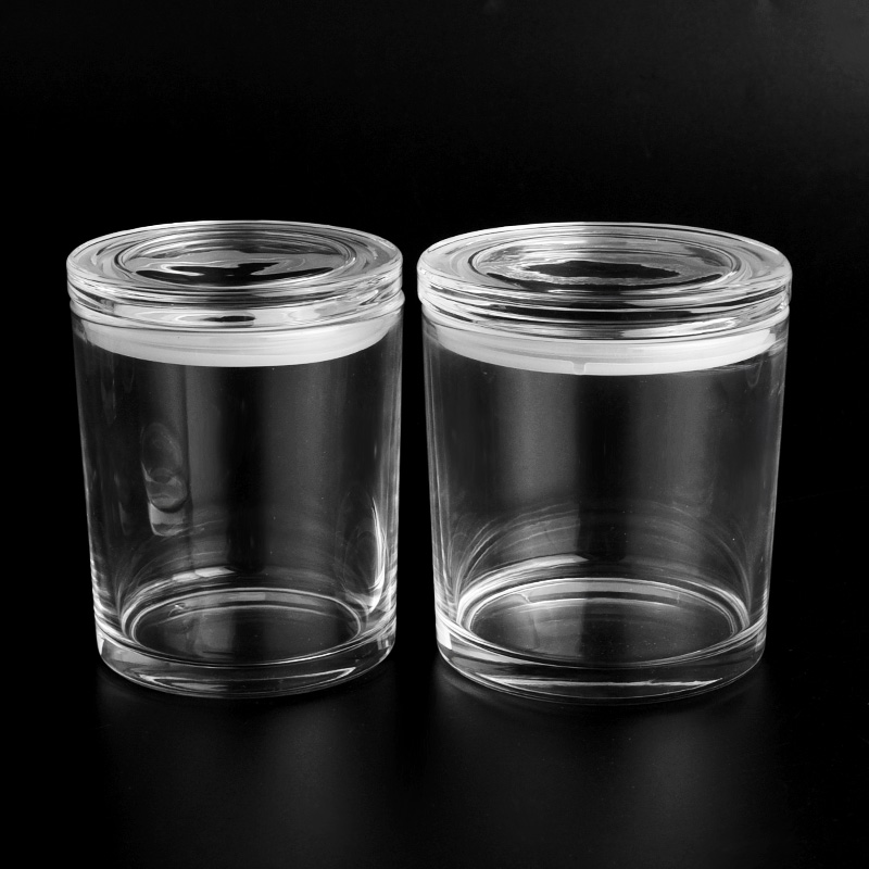 Frascos de vela de vidrio de cera relleno de 15 oz con tapa de vidrio y sellado de silicona