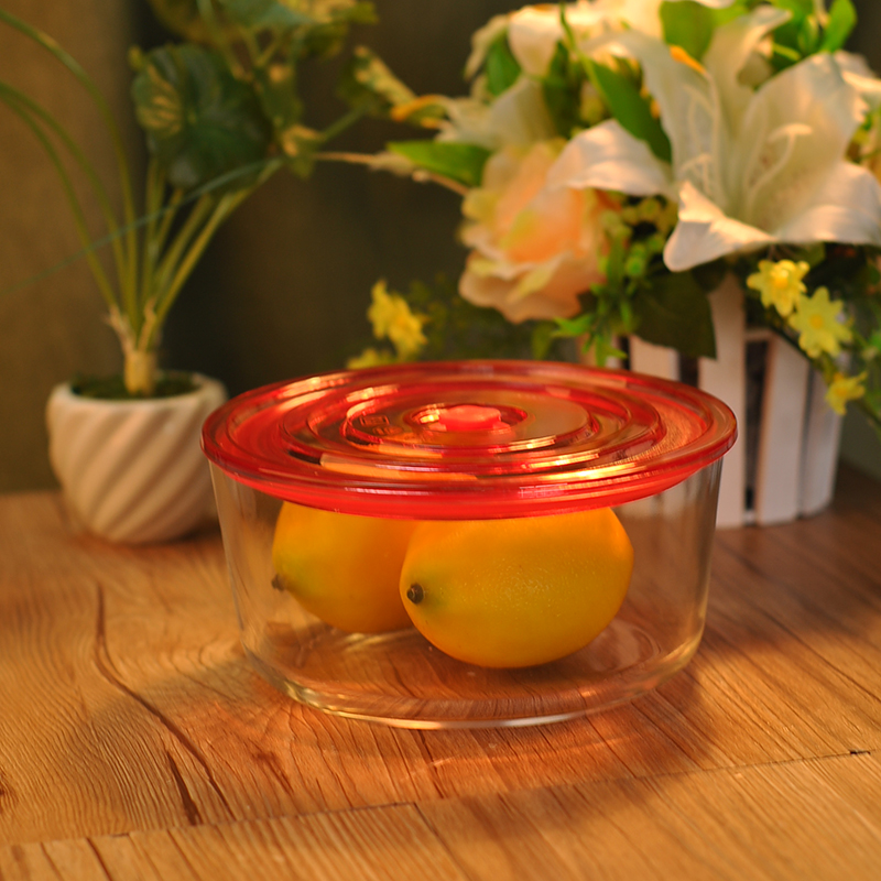 1650ml glass container with red lid