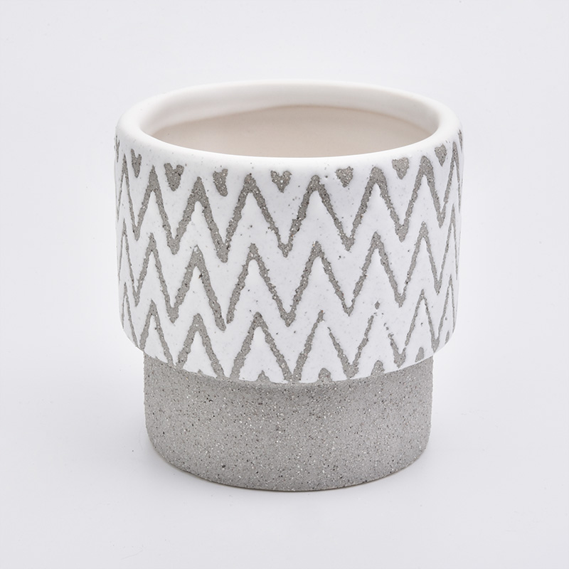 Candelabros de cerámica de lujo de 16 onzas con patrón de ondulación de agua para la decoración del hogar