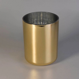 17oz金色黑色圆形底部玻璃蜡烛罐