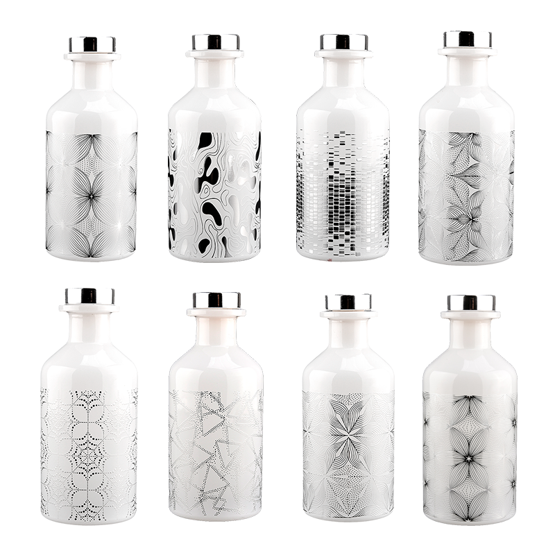 180 ml de botellas de difusor de vidrio de lujo Impresión de calcomanías modernas
