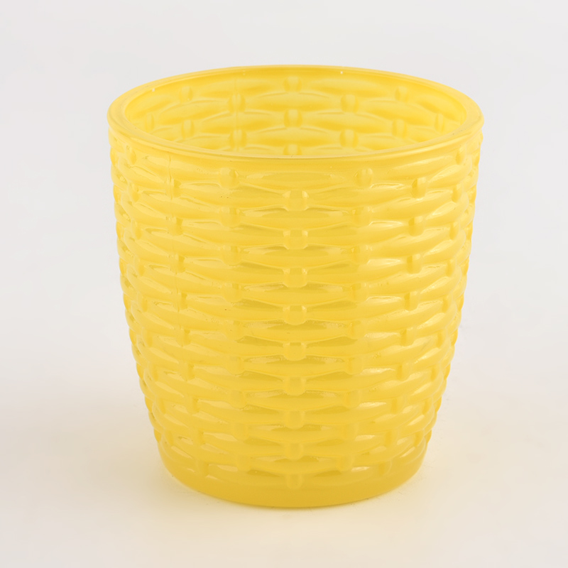 180ml yellow glass candle vessel with twisted design