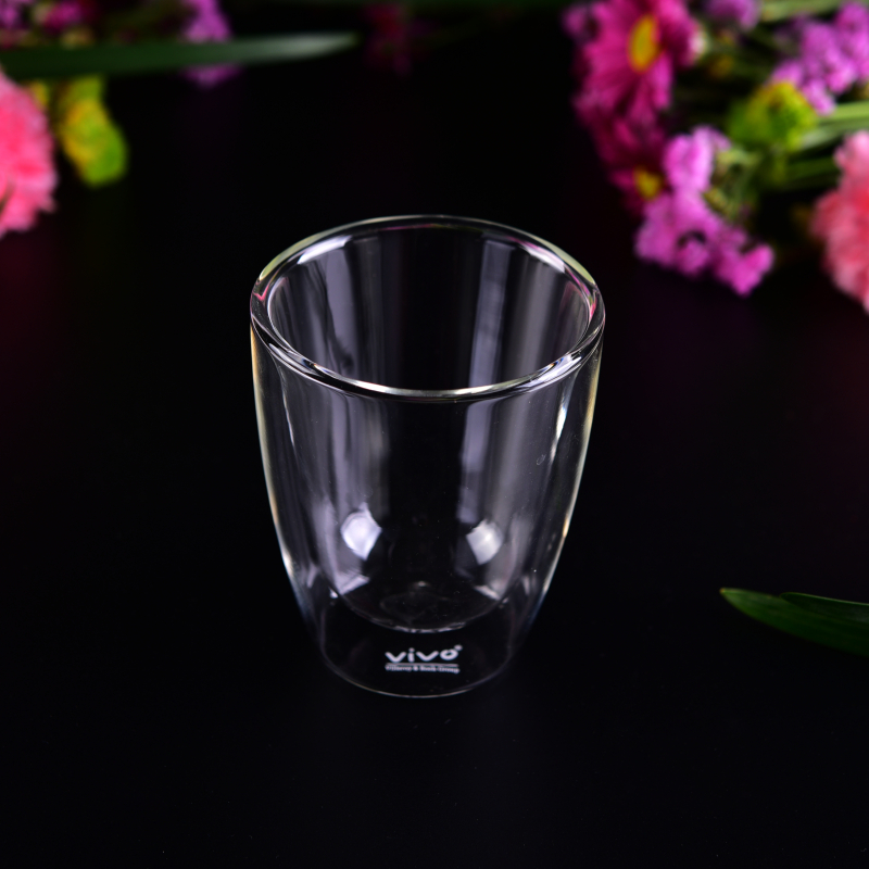 195ml double walled glass coffee cup for wholesale