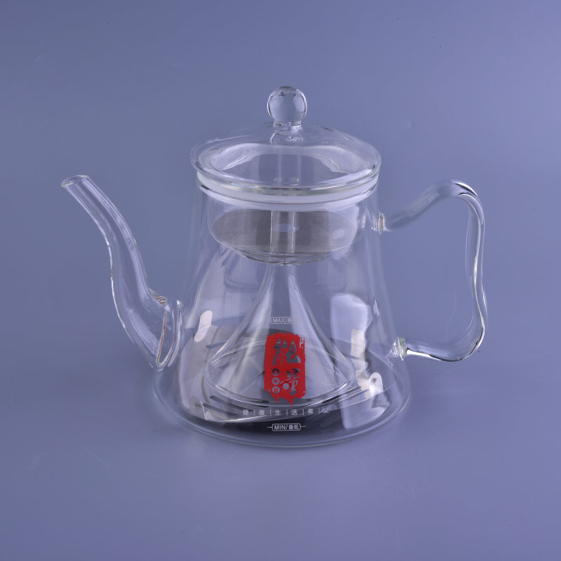 1L硼硅酸盐茶壶，内有浸泡器和盖子金属底座