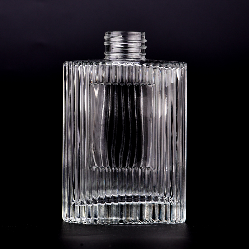 Botella de perfume de vidrio de cilindro de 200 ml con patrón de rayas