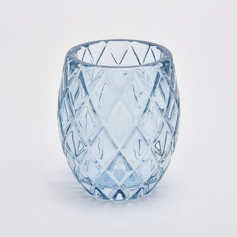 Candelabros de cristal azul de lujo de 200 ml para decoración del hogar
