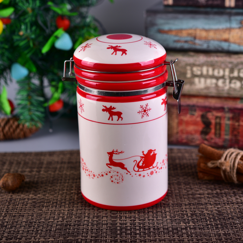 2017  Wholesale Christmas Gift Airtight Hand-paint Ceramic Container