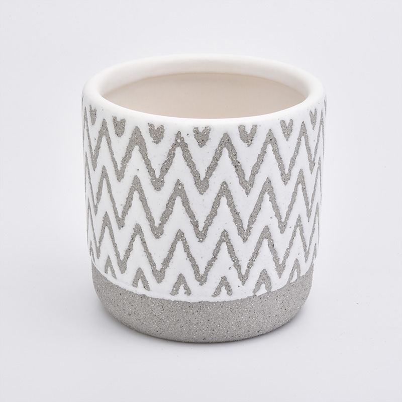 20oz ceramic candle vessel popular ceramic jar with customized pattern wholesale