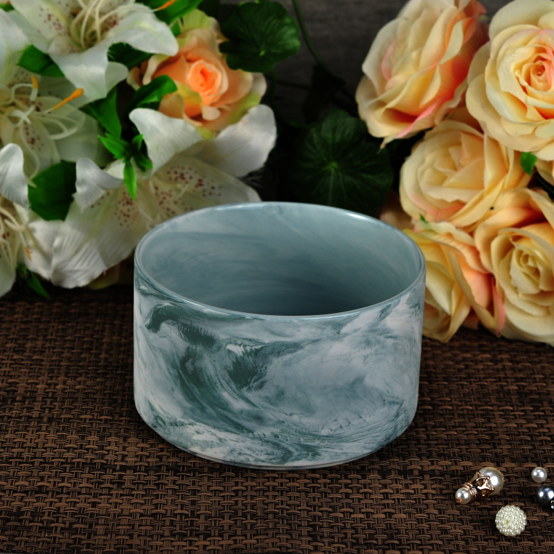 20oz marble effect porcelain candle jar