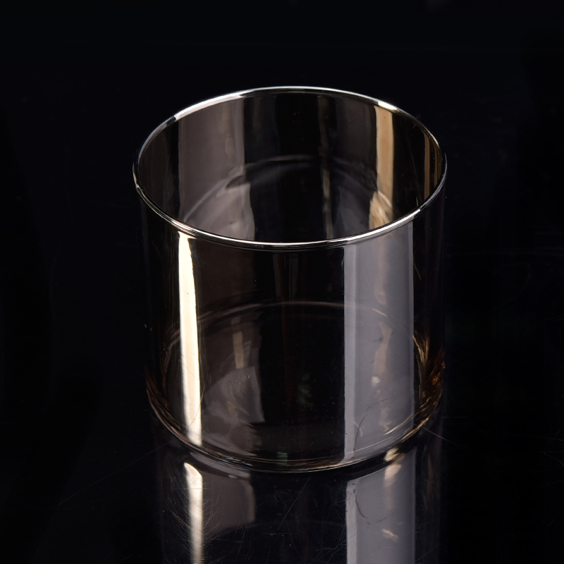 Portavelas de vidrio hecho a mano con cilindro de níquel de 20 oz