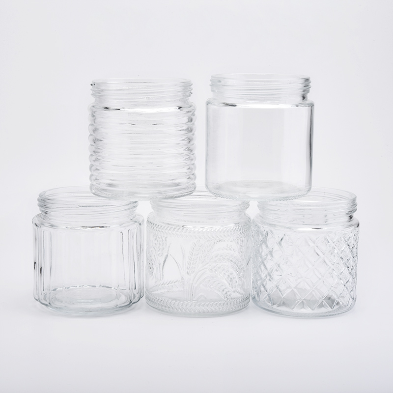 جرة الزجاج الشفاف 24oz مع غطاء المسمار للتخزين والشموع صنع بالجملة نمط Spica