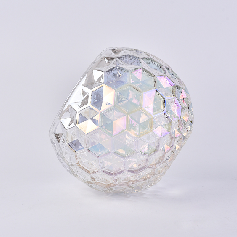 Grande recipiente de vidro da bola do corte do diamante 24oz para a decoração home