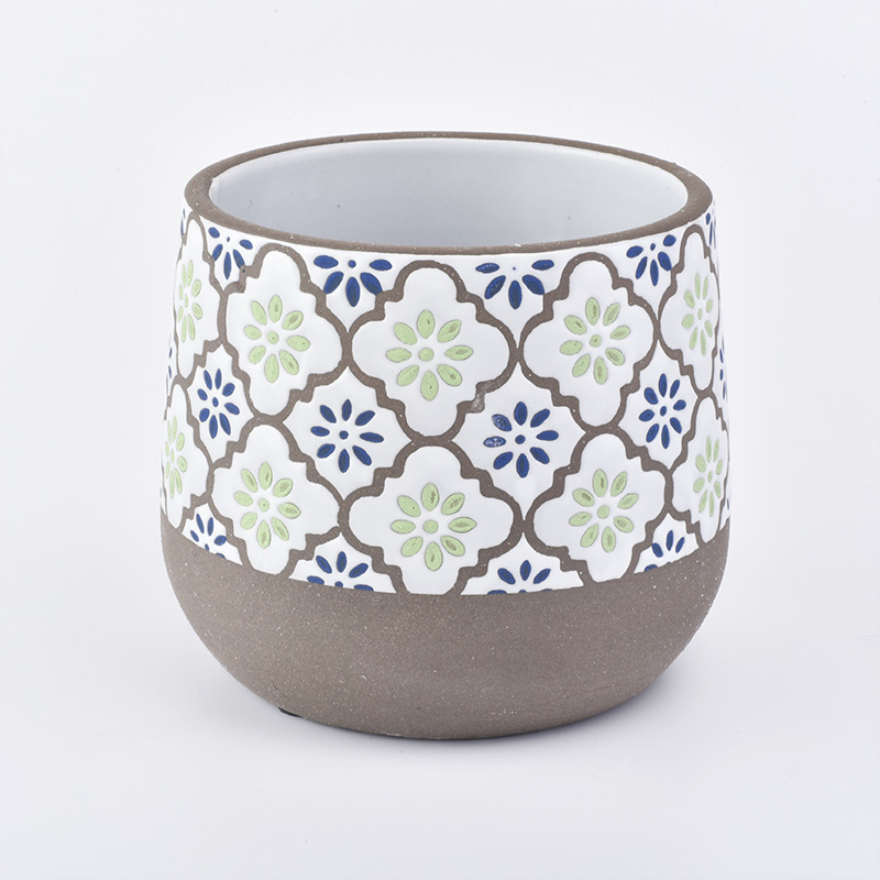 Pot en céramique de 24 oz avec motif de fleurs