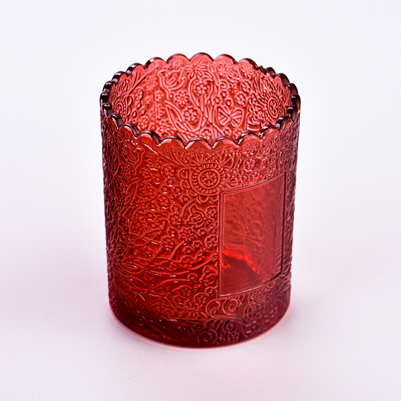 255ml红色玻璃烛台用于家庭装饰