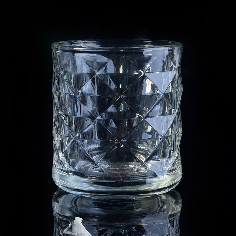 Venta al por mayor transparente del frasco de la vela del diamante de 275ml
