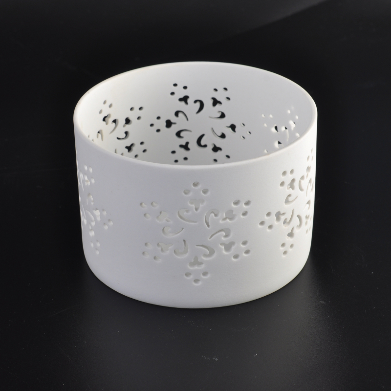 3'' Decorative White Ceramic Candle Holder