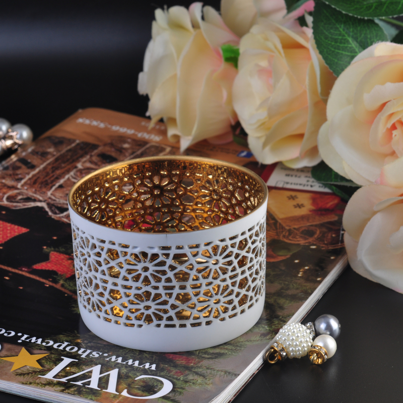 3 ' luxo suporte de vela de cerâmica com interior dourado