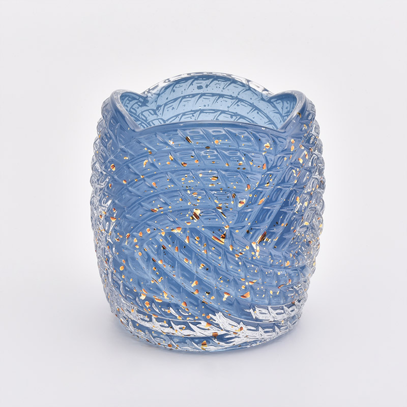 300ml Luxus leuchtend blaue Blume Design Glas Kerzengläser