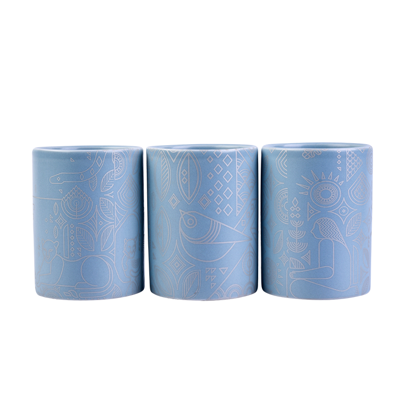 300 ml de contenedores de velas de cerámica de lados rectos acabado esbelto
