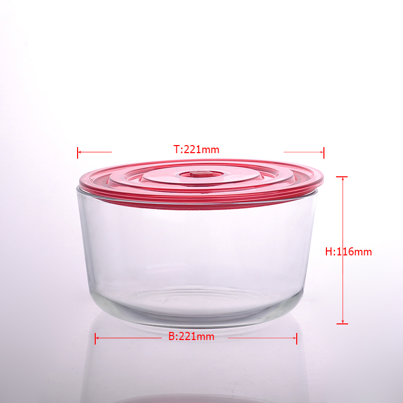 3050ml glass container with red lid