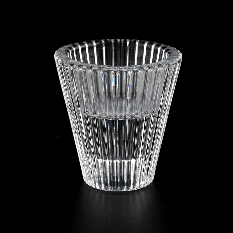 30 ml V Form Glaskerzenglas mit Streifen im Großhandel