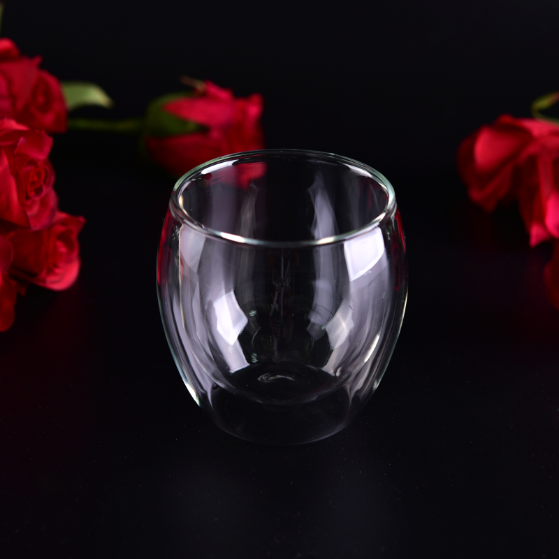 320ml圆形双层玻璃杯用于牛奶，果汁，水