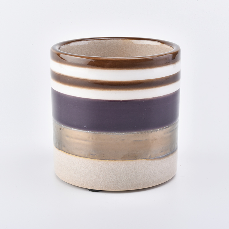 340ml批发陶瓷蜡烛罐，镀金，用于制作蜡烛