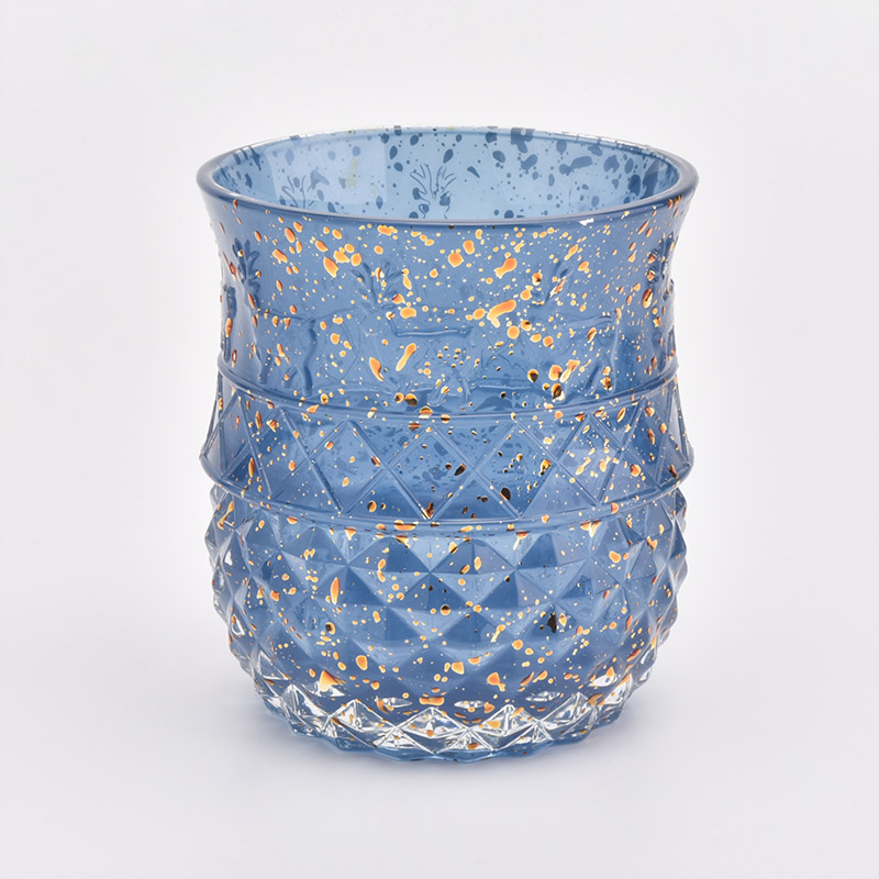 Castiçal decorativo de vidro azul luxuoso de 350ml