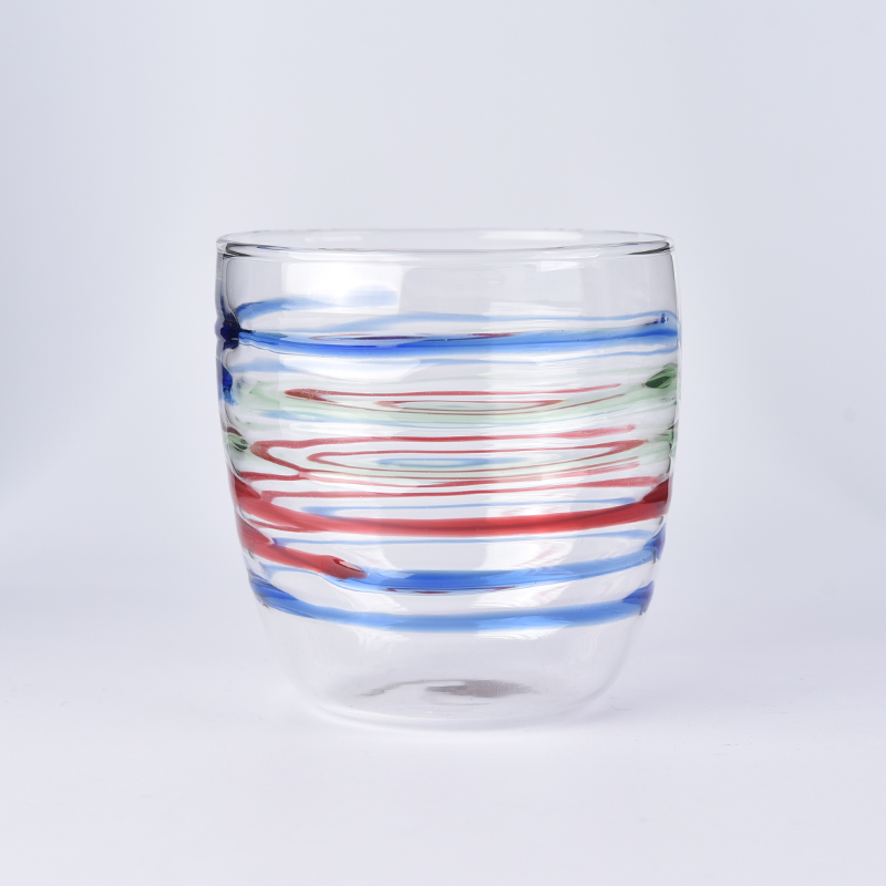 Taza de vidrio de borosilicato de 360 ​​ml con pintura a mano