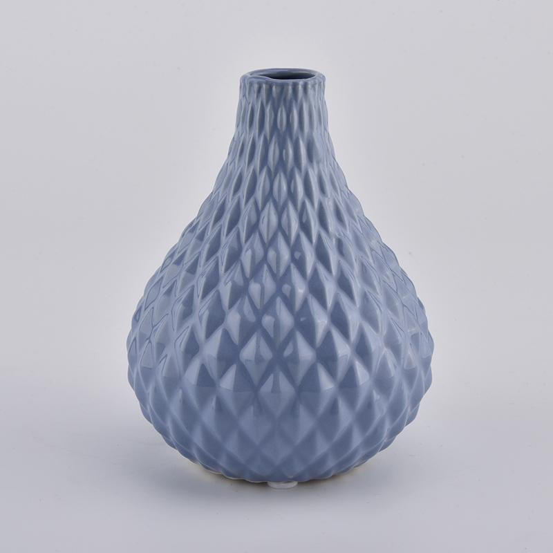 Botella de difusor de caña de cerámica con forma de bola azul 387ml