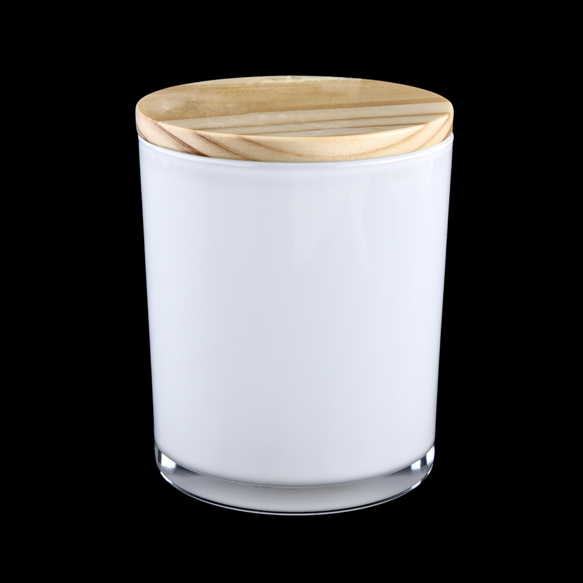 white painted 8oz 10oz 12oz 24oz glass candle holders with wooden lid