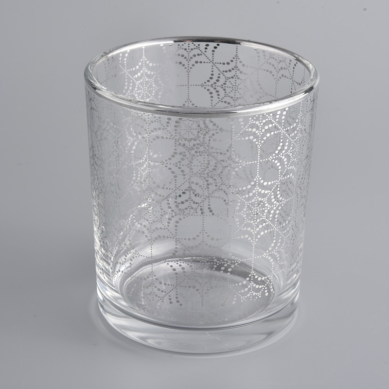 Vaso di candela di vetro trasparente 400 ml con motivo floreale fantasia alla rinfusa