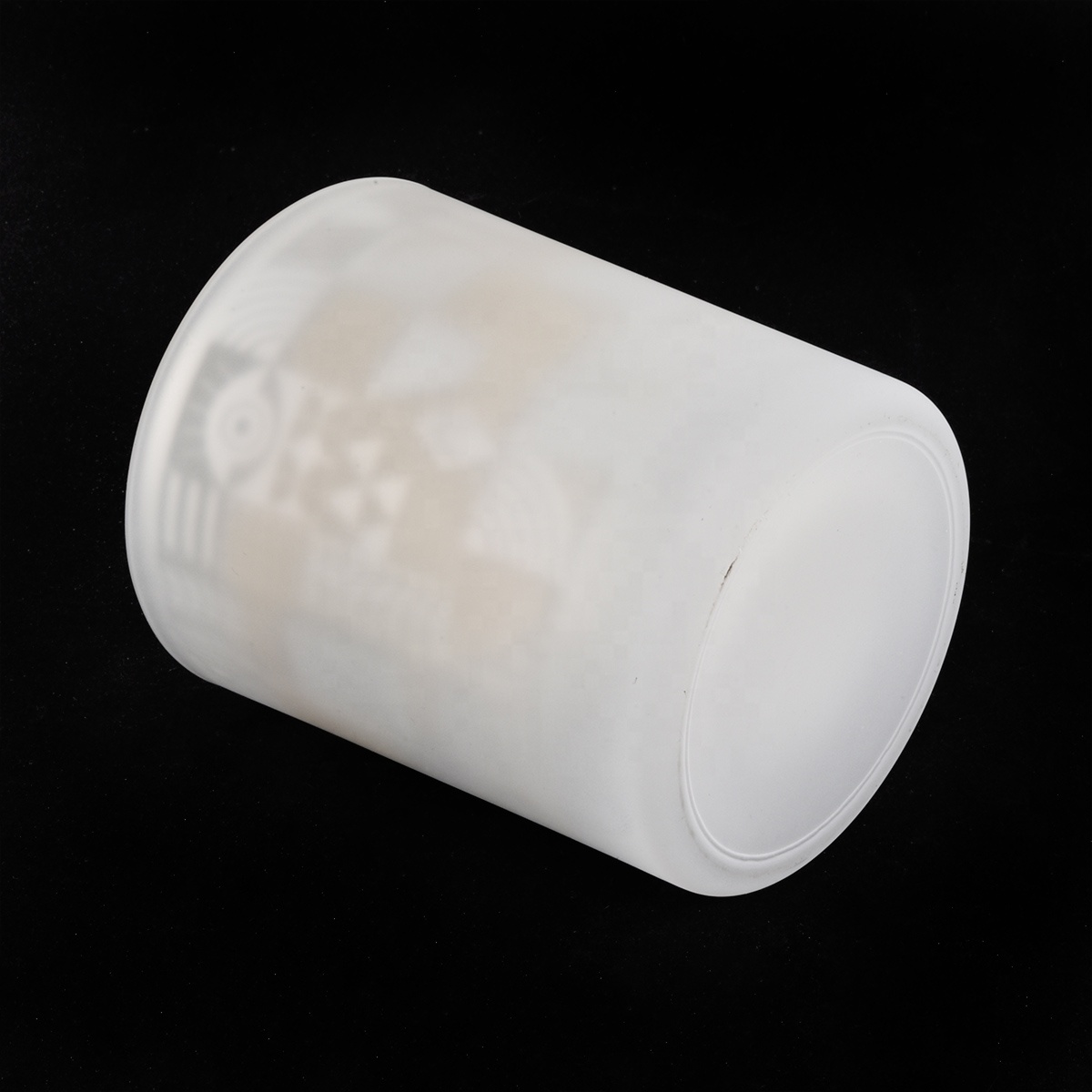 400毫升激光雕刻哑光白色玻璃蜡烛罐