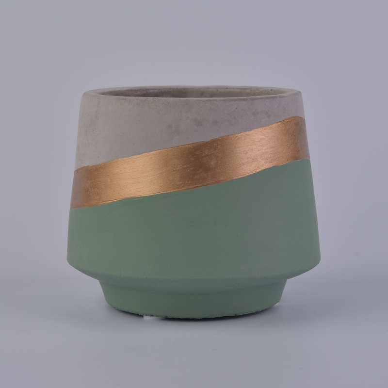 400ml混凝土蜡烛罐，金色线条装饰