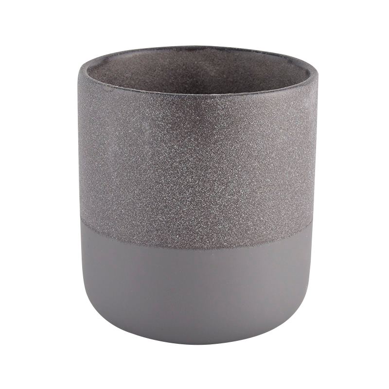 420ml Custom Cylinder Grey Color Candle Jars Ceramic for Home Decoration Wholesale