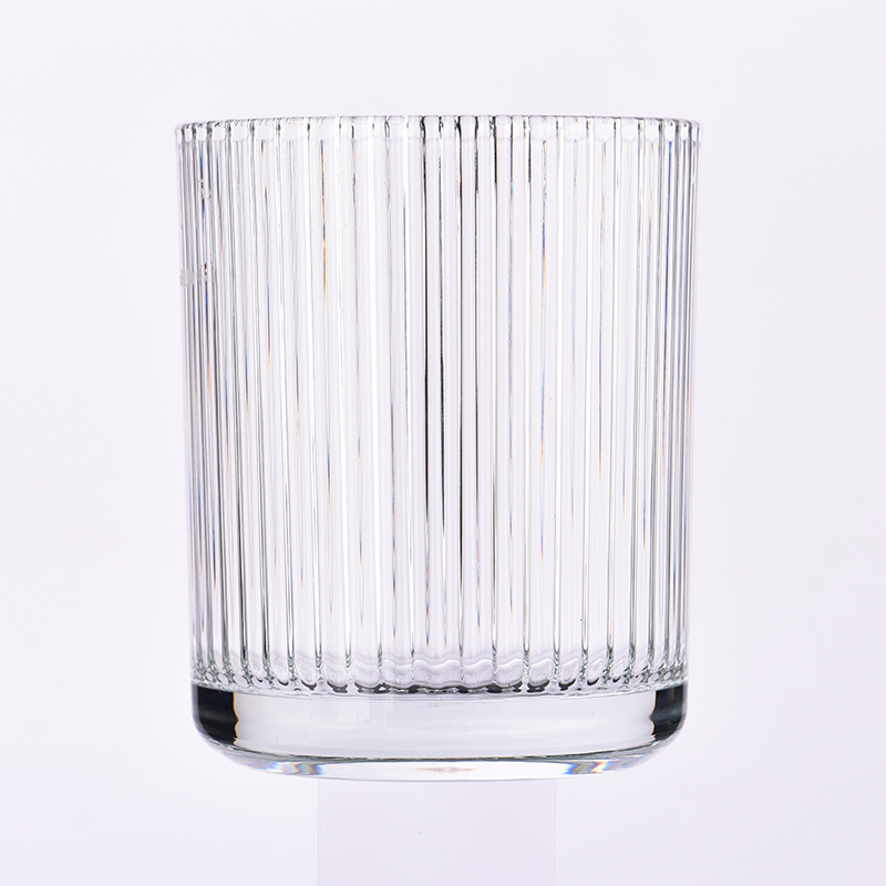 440 ml Línea vertical Clear Glass Candle Farras al por mayor